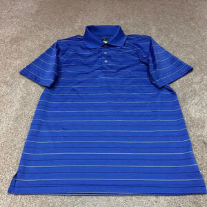 PGA Pro Series Polo Men’s Blue Yellow Striped Short Sleeve Size Medium